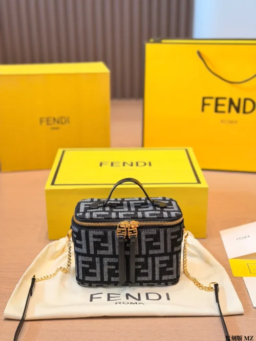 Fendi Gold Monogram Canvas Vanity Bag Style 0187