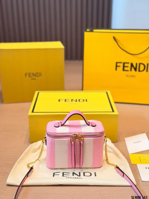 Fendi Gold Monogram Canvas Vanity Bag Style 0187