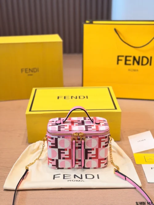 Fendi Gold Monogram Canvas Vanity Bag Style 0187