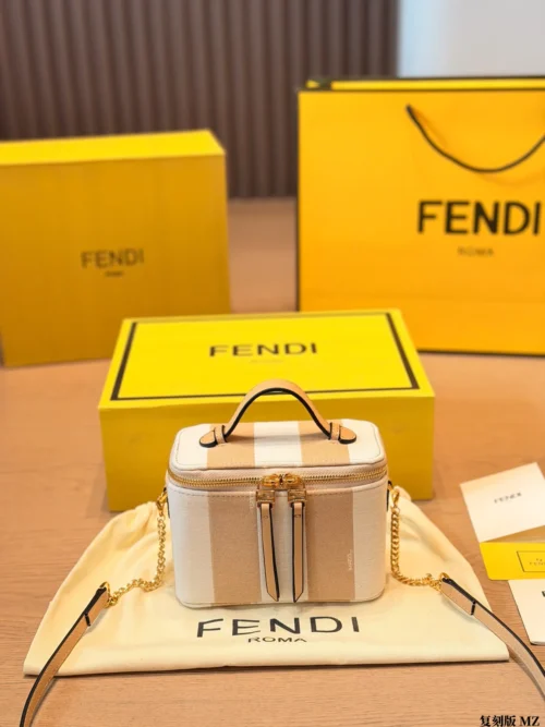 Fendi Gold Monogram Canvas Vanity Bag Style 0187