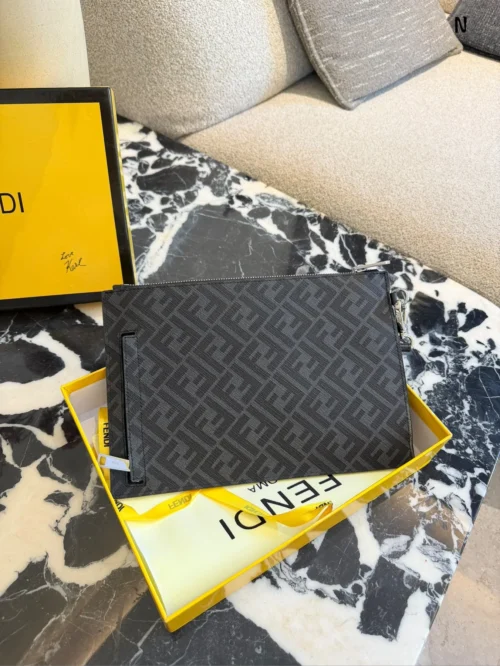Fendi Black Monogram Canvas Wallet