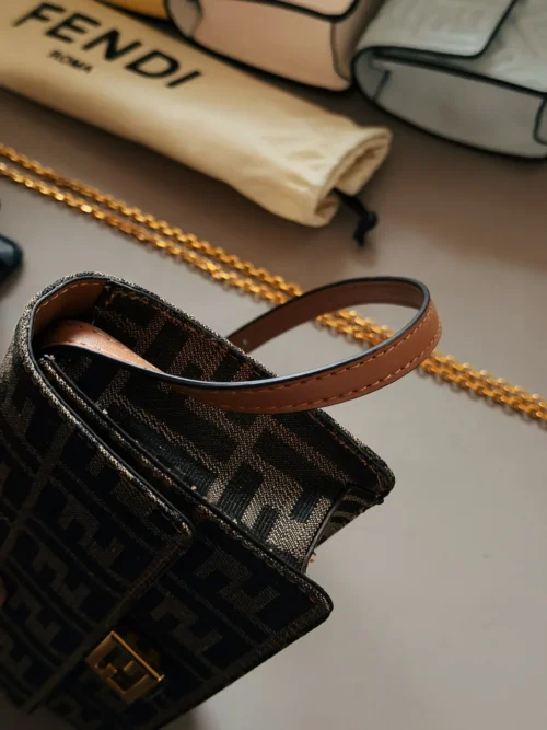 Fendi Chain Leather Crossbody Bag
