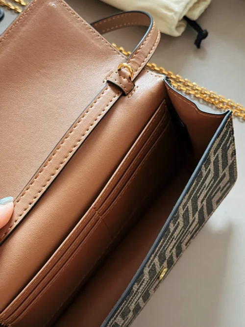 Fendi Chain Leather Crossbody Bag