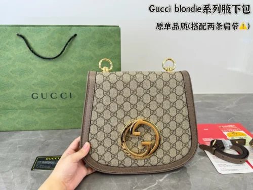 Gucci GG Supreme Brown Chain Leather Hobo Bag Style 0005