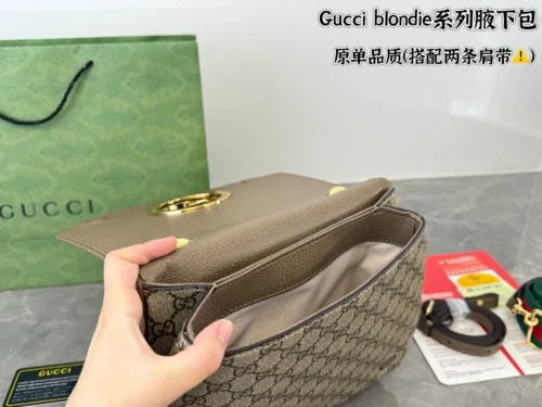 Gucci GG Supreme Brown Chain Leather Hobo Bag Style 0005