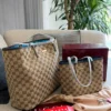 Gucci GG Supreme Monogram Leather Tote Bag