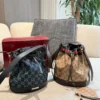 Gucci Black Monogram Leather Bucket Bag