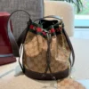 Gucci Black Monogram Leather Bucket Bag