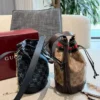 Gucci Black Monogram Leather Bucket Bag