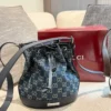 Gucci Black Monogram Leather Bucket Bag