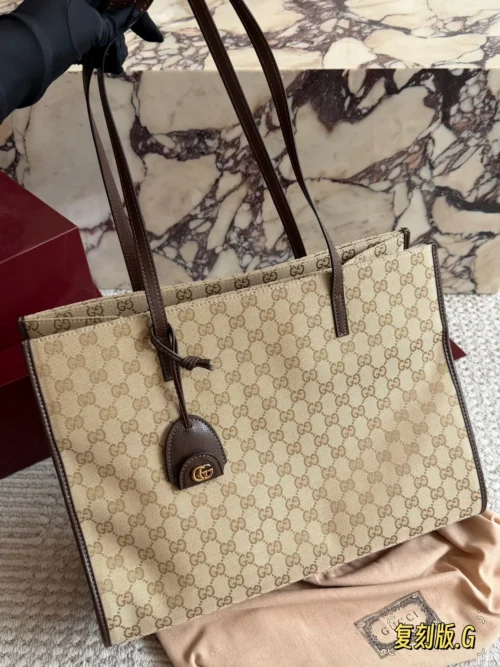 Gucci Brown Monogram Leather Tote Bag Style 0025