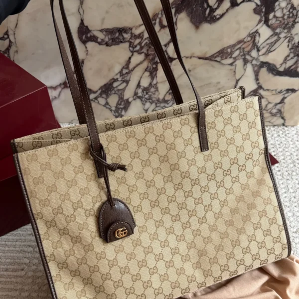 Gucci Brown Monogram Leather Tote Bag Style 0025