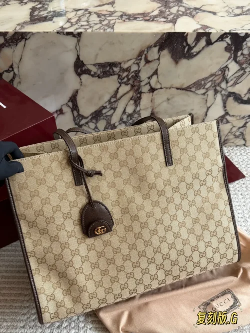Gucci Brown Monogram Leather Tote Bag Style 0025