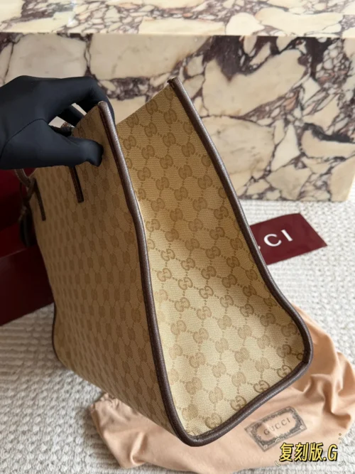 Gucci Brown Monogram Leather Tote Bag Style 0025