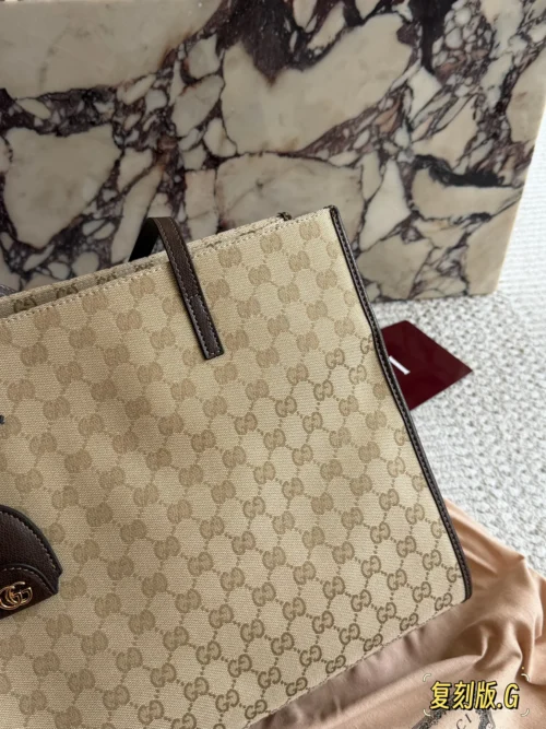 Gucci Brown Monogram Leather Tote Bag Style 0025
