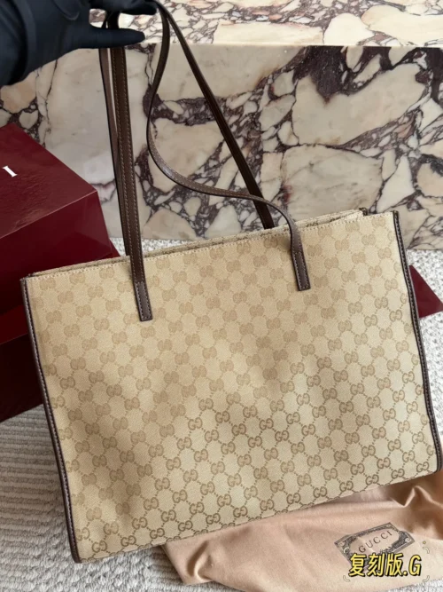 Gucci Brown Monogram Leather Tote Bag Style 0025