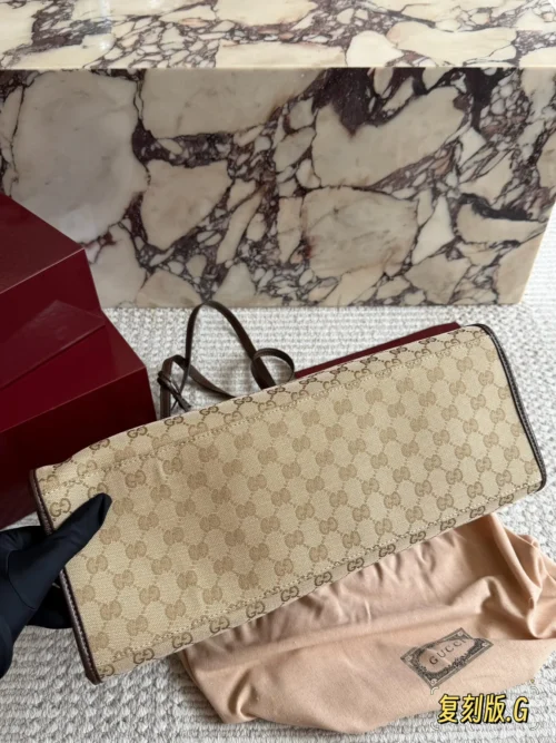Gucci Brown Monogram Leather Tote Bag Style 0025