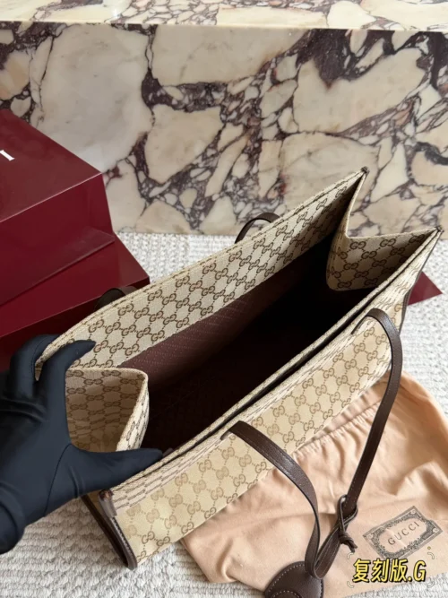 Gucci Brown Monogram Leather Tote Bag Style 0025