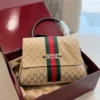 Gucci Horsebit Gold Monogram Canvas Handbag