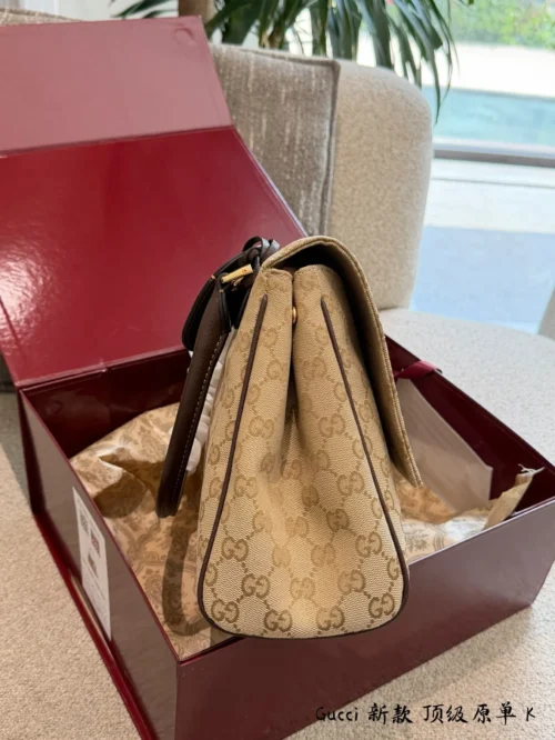 Gucci Horsebit Gold Monogram Canvas Handbag
