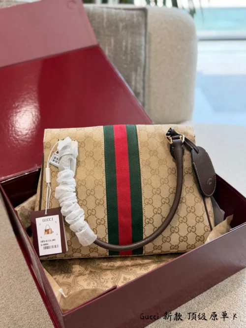 Gucci Horsebit Gold Monogram Canvas Handbag