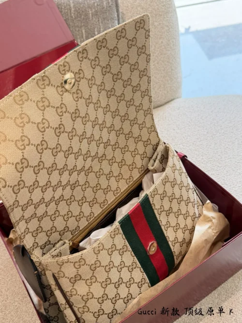 Gucci Horsebit Gold Monogram Canvas Handbag