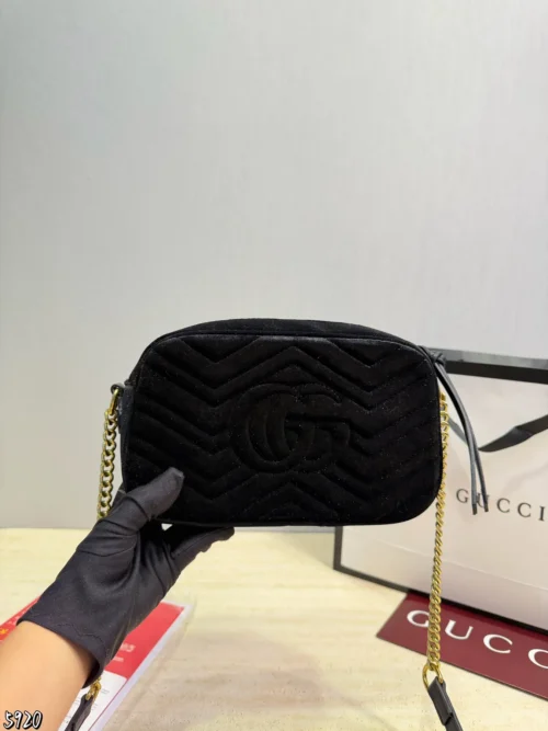 Gucci Black Chain Leather Vanity Bag Style 0042