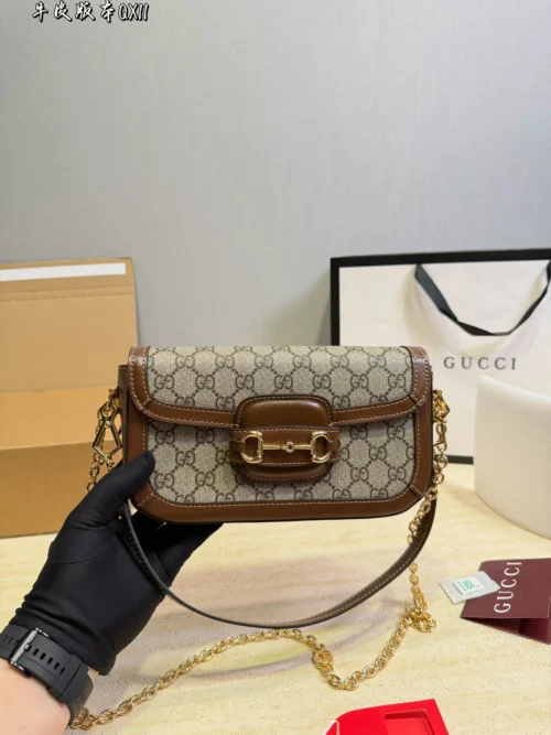 Gucci Gold Chain Baguette Bag