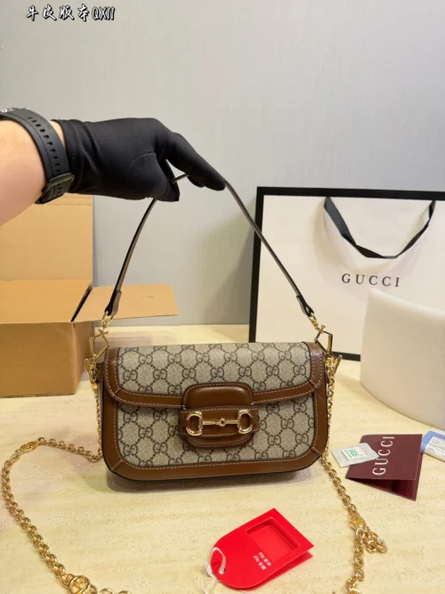 Gucci Gold Chain Baguette Bag