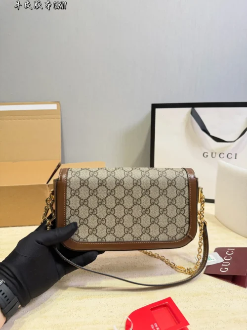 Gucci Gold Chain Baguette Bag