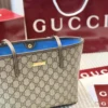 Gucci GG Supreme Medium Brown Monogram Leather Tote Bag Style 0132