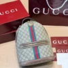 Gucci GG Supreme Small Brown Leather Backpack