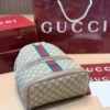 Gucci GG Supreme Small Brown Leather Backpack