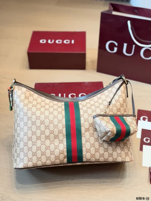 Gucci GG Supreme Mini Brown Monogram Leather Hobo Bag