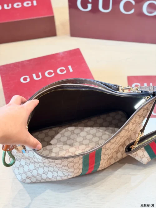 Gucci GG Supreme Mini Brown Monogram Leather Hobo Bag