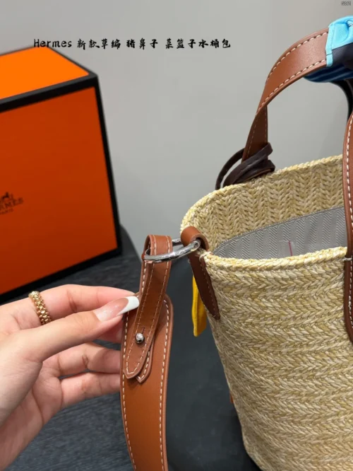 Hermes Picotin Raffia Bucket Bag