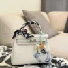 Hermes Kelly Silver Leather Handbag