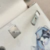 Hermes Kelly Silver Leather Handbag