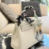 Hermes Kelly Silver Leather Handbag