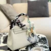 Hermes Kelly Silver Leather Handbag