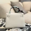 Hermes Kelly Silver Leather Handbag