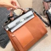 Hermes Herbag Black Leather Bag Style 0122