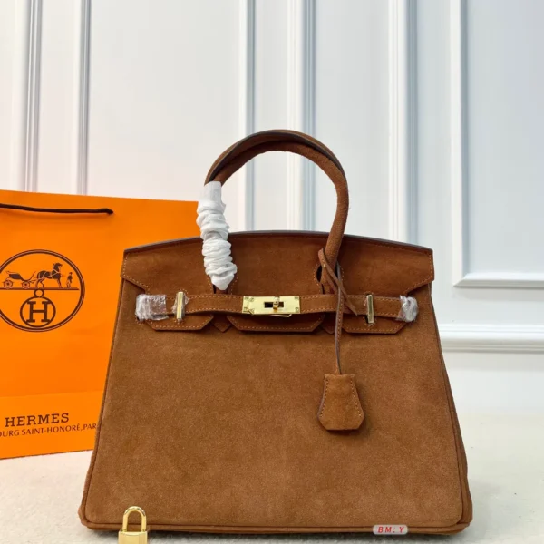 HERMES0134-01 Hermes Birkin Suede Handbag Style 0134