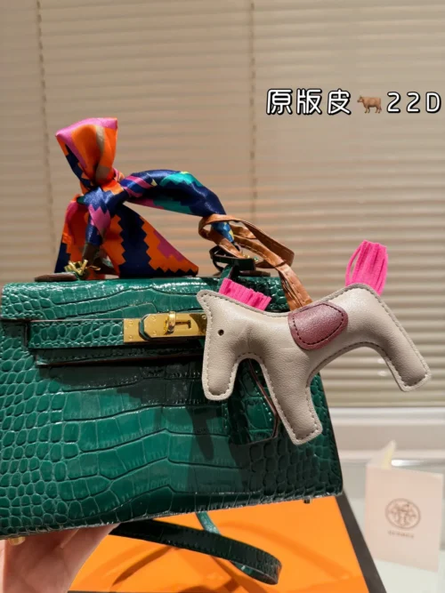 Hermes Kelly Croc-Embossed Leather Bag Style 0154