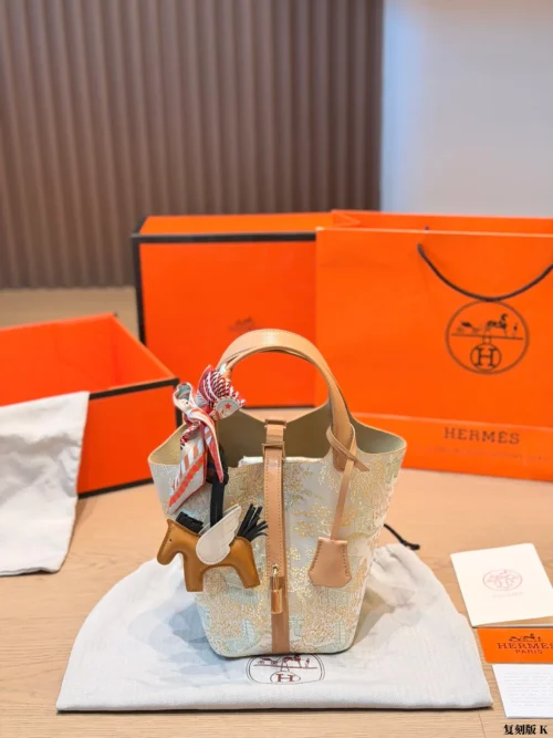 Hermes Picotin White Leather Bag