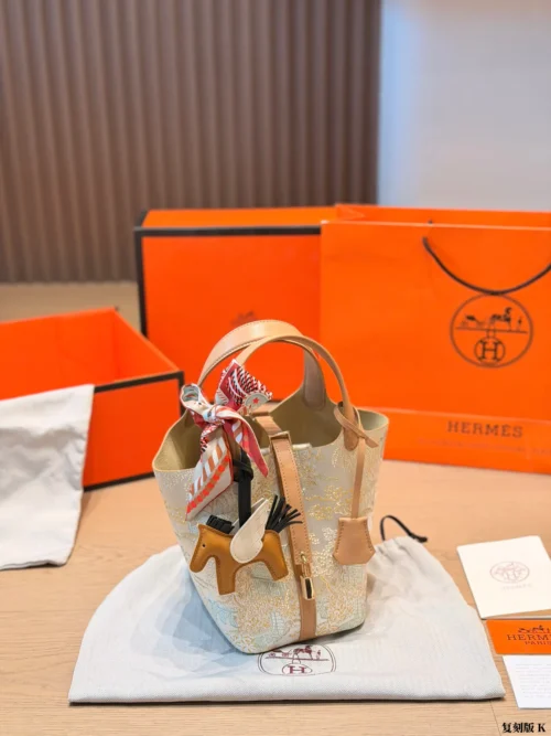 Hermes Picotin White Leather Bag