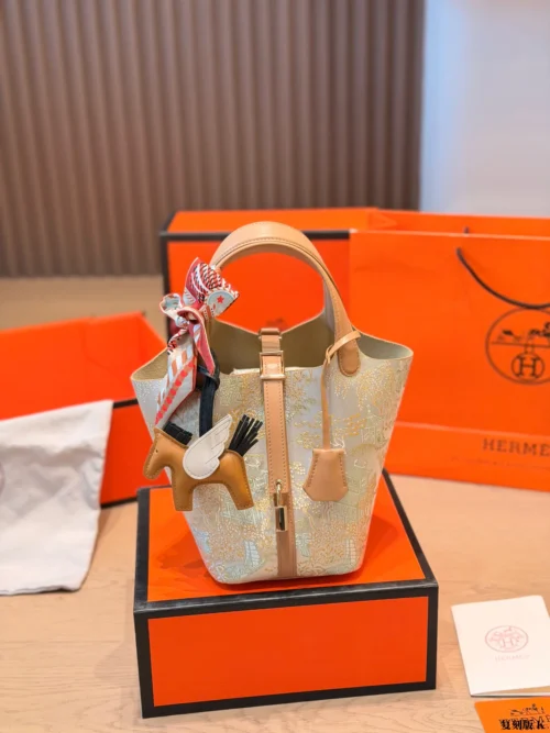Hermes Picotin White Leather Bag