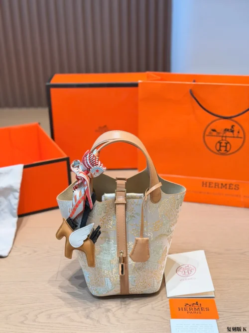Hermes Picotin White Leather Bag