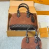 Louis Vuitton Brown Quilted Suede Bag
