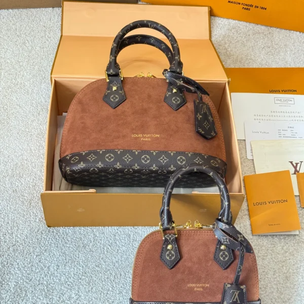 Louis Vuitton Brown Quilted Suede Bag